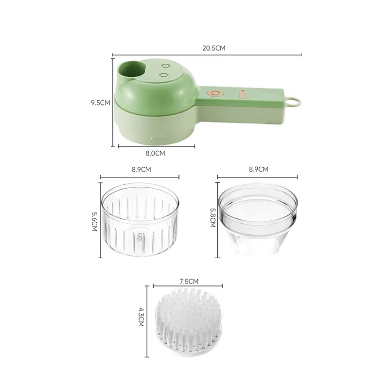 4In1 Handheld Wireless Vegetable Cutter Set - Garlic Masher, Food Chopper, Meat Grinder, Peel Slice Machine