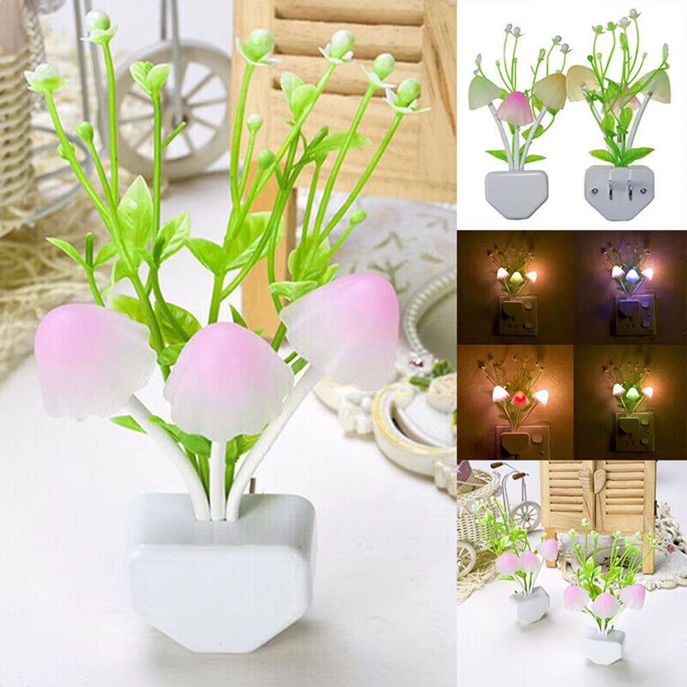 Enchanting Light Controlled Dream Mushroom Night Light - 7 Color LED Induction Lamp for Cozy Nights (EU & US Plug)