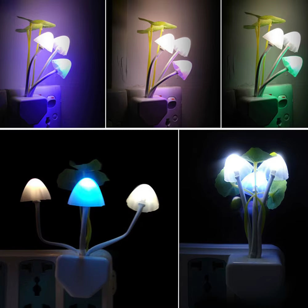 Enchanting Light Controlled Dream Mushroom Night Light - 7 Color LED Induction Lamp for Cozy Nights (EU & US Plug)